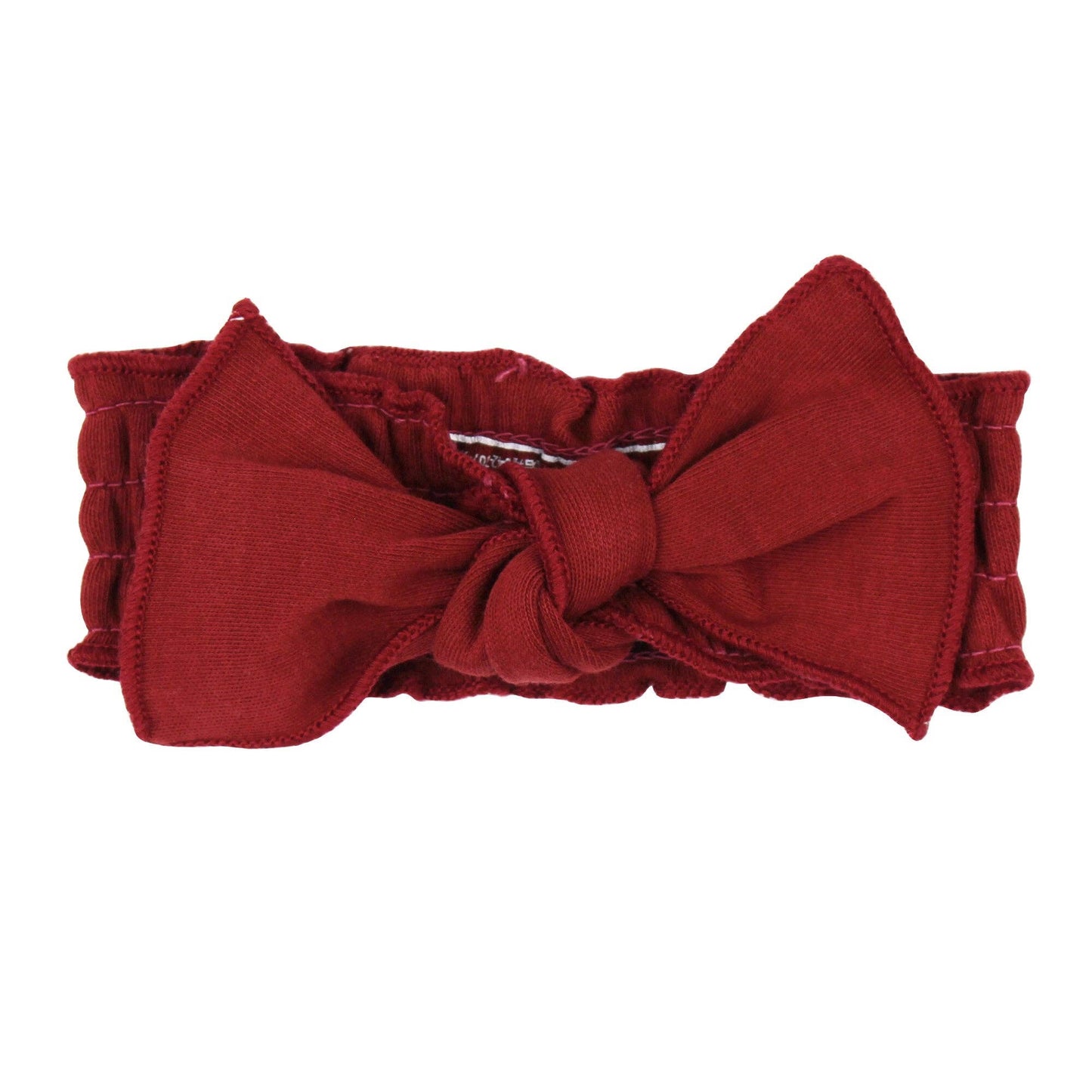 Organic Smocked Tie Headband in Crimson