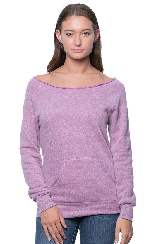 WOMEN'S ECO TRIBLEND FLEECE RAGLAN W/POUCH POCKET