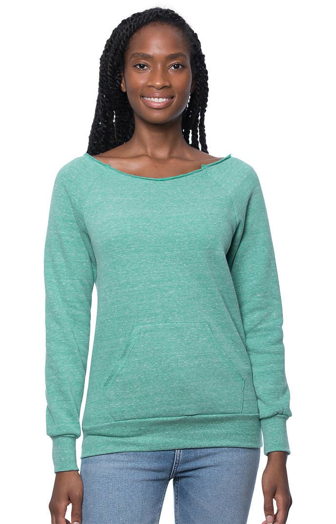 WOMEN'S ECO TRIBLEND FLEECE RAGLAN W/POUCH POCKET