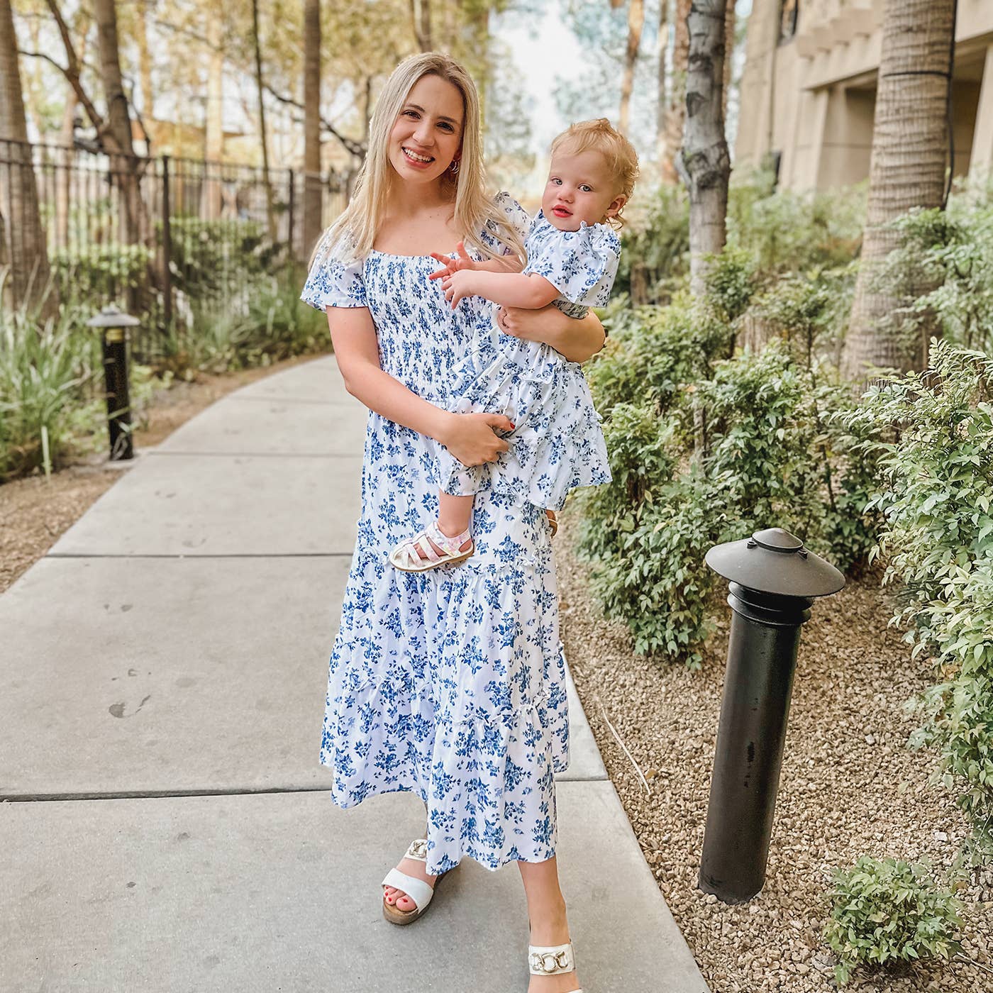 Family Matching Floral Smocking Casual Dresses or T-shirts