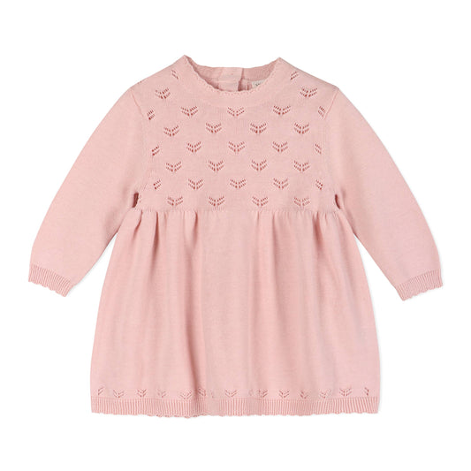 Milan Pointelle Knit Baby Sweater Dress (Organic Cotton)
