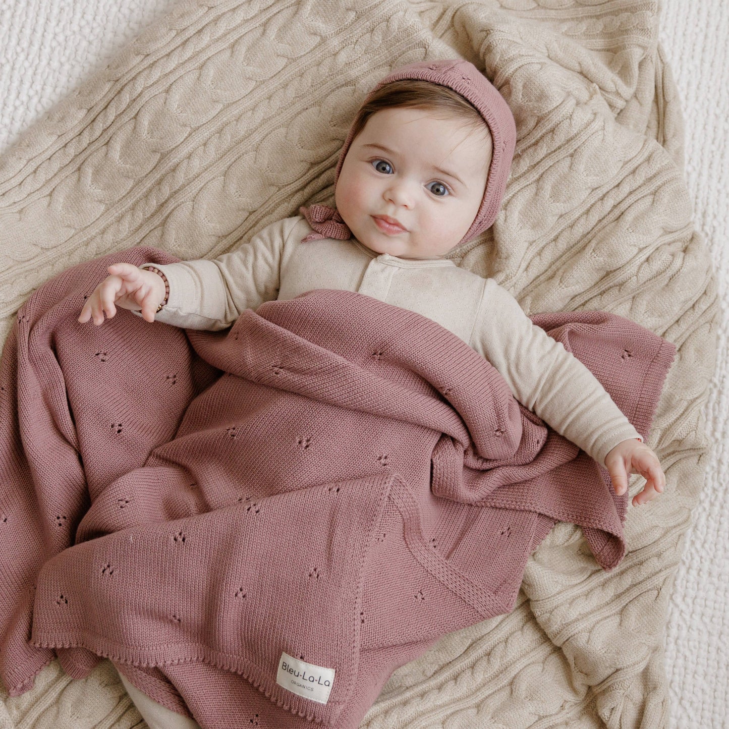 100% Organic Cotton Pointelle Swaddle Receiving Baby Blanket