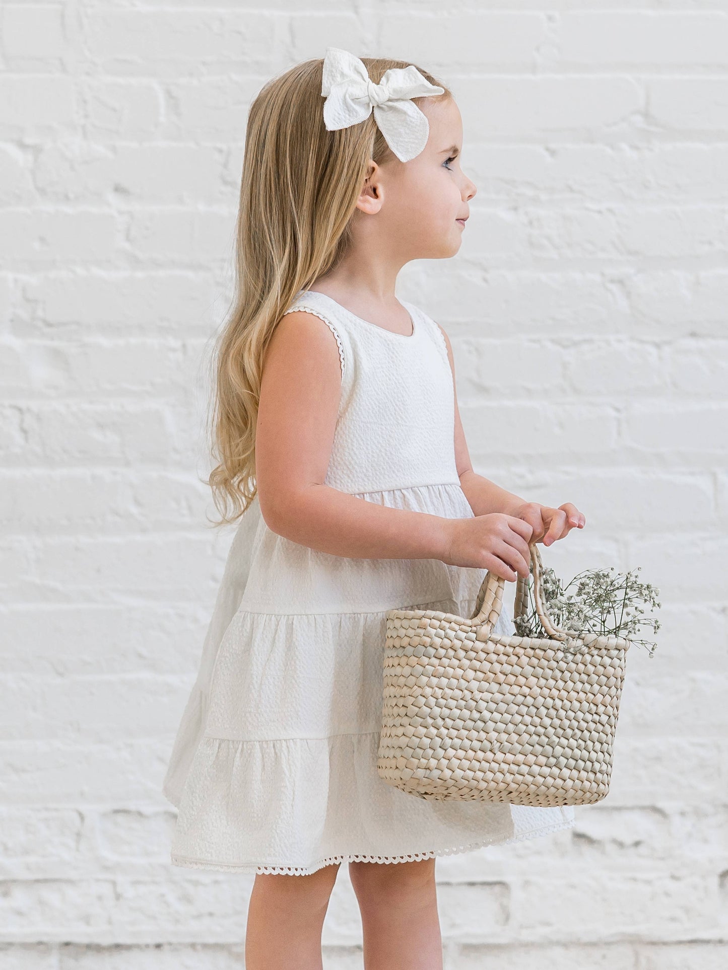 Organic Zoey Seersucker Tiered Dress - Coconut