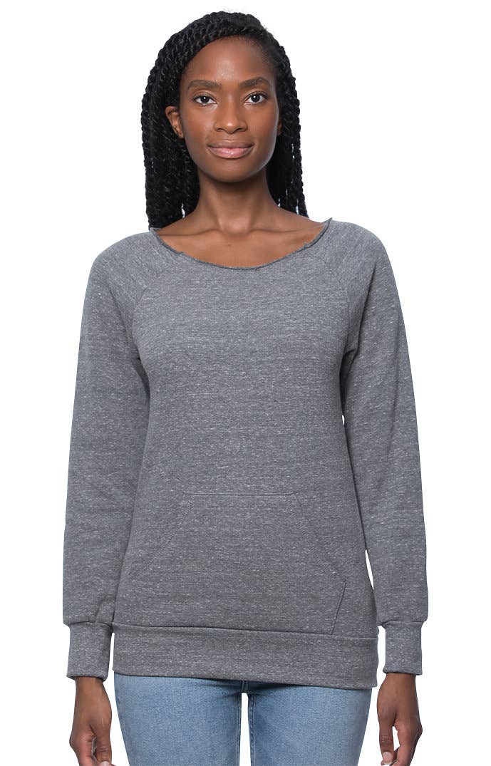 WOMEN'S ECO TRIBLEND FLEECE RAGLAN W/POUCH POCKET