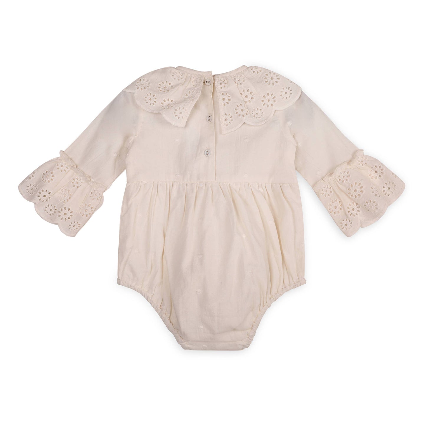 Schiffli Lace Clown Collar Baby Girl Romper (Organic)
