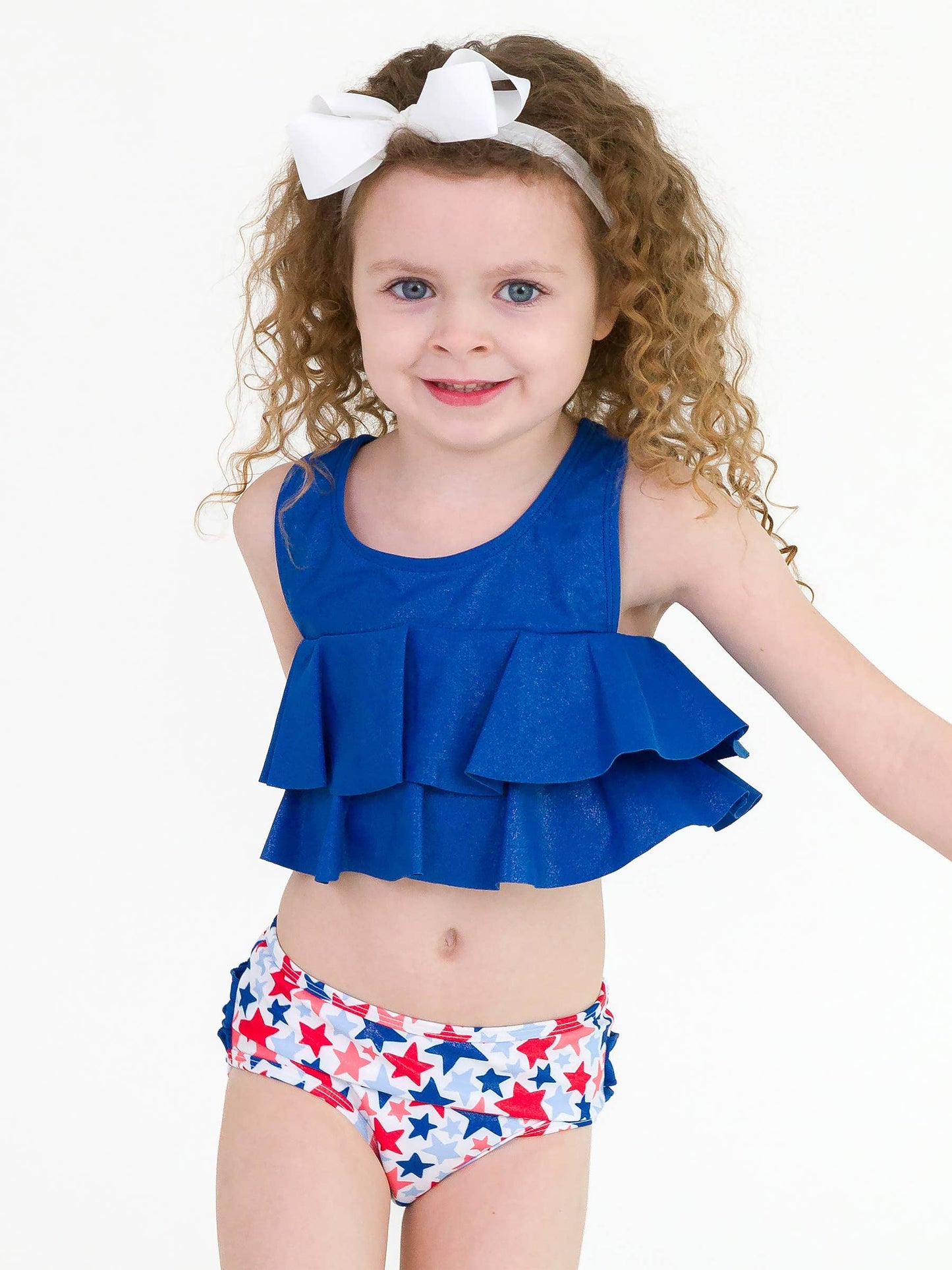 Girls Shimmer Star-Spangled Flounce Bikini