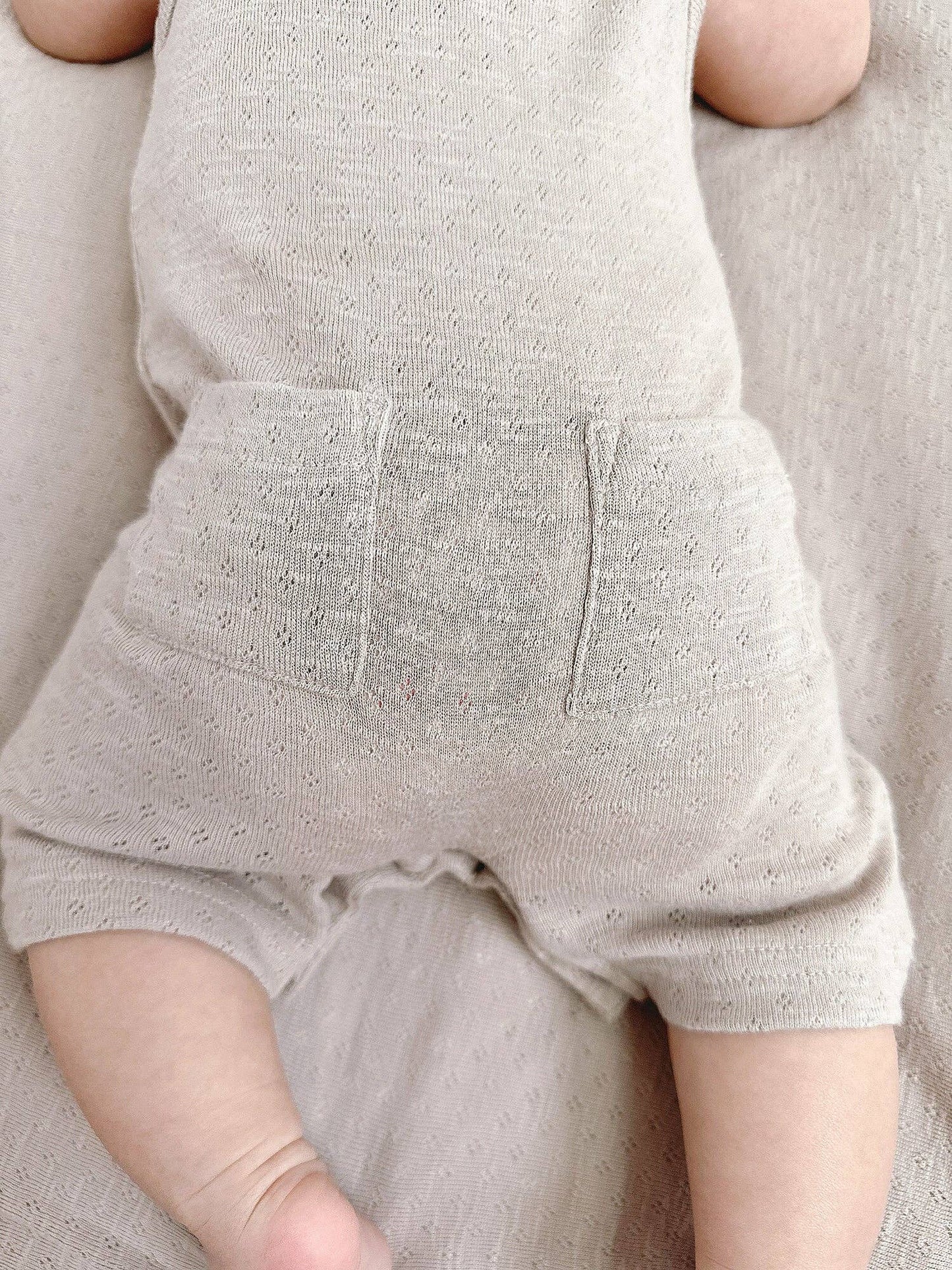 Organic Pointelle S/Sleeve Romper in Cloud