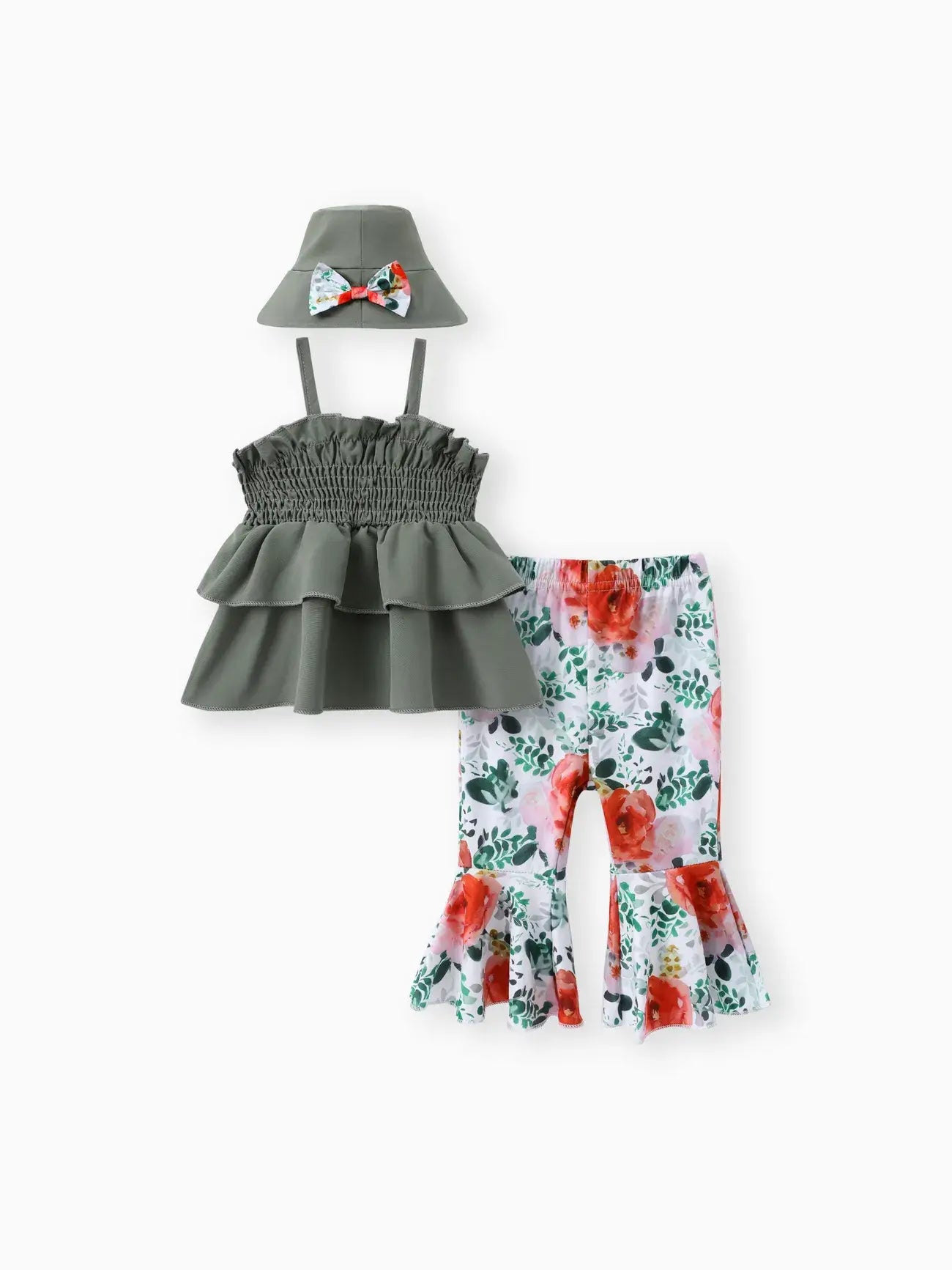 Sunflower Smocking 3pcs Baby Girl Sets in Polyester-Spandex