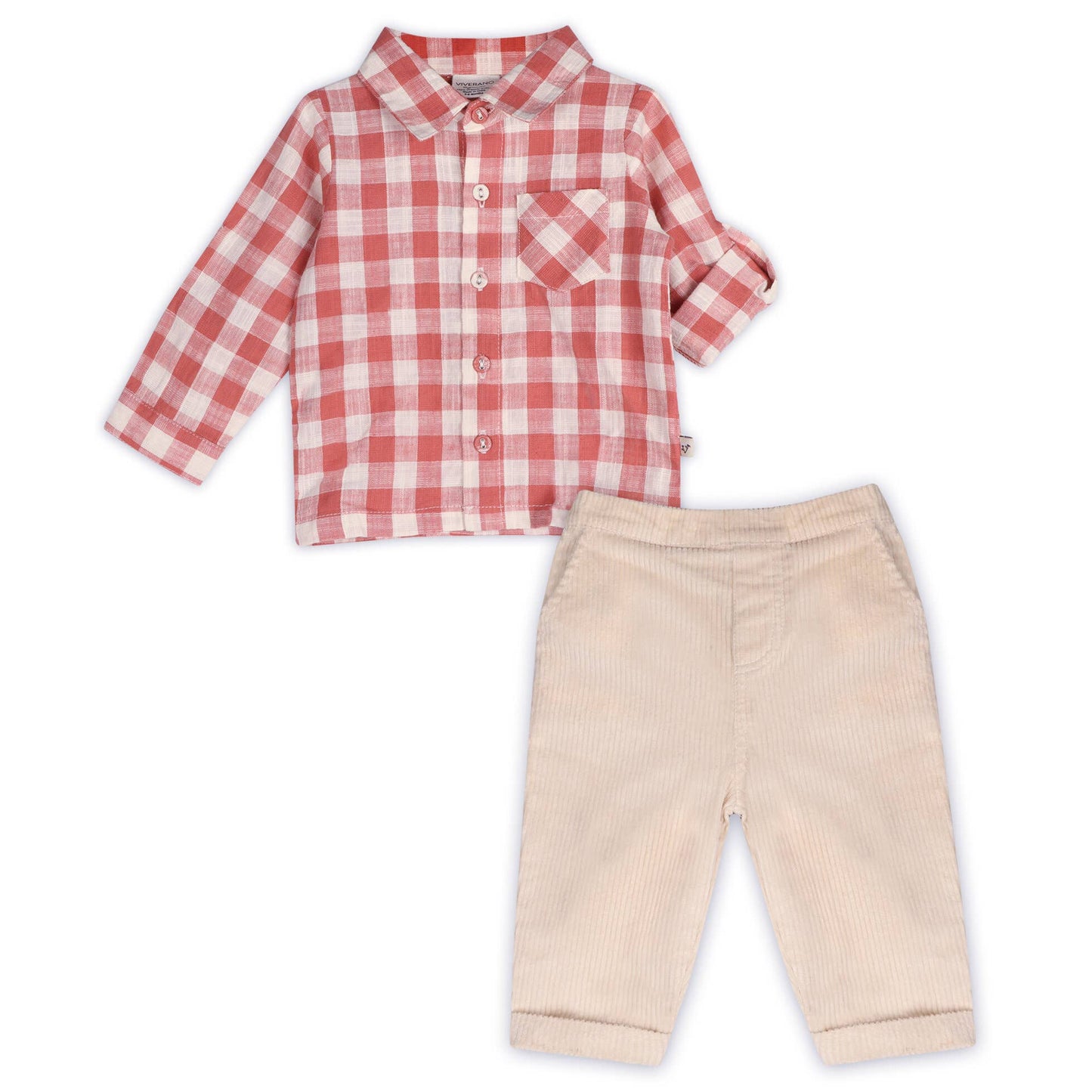 Arden Gingham Baby Shirt & Cord Pant (Organic Cotton)