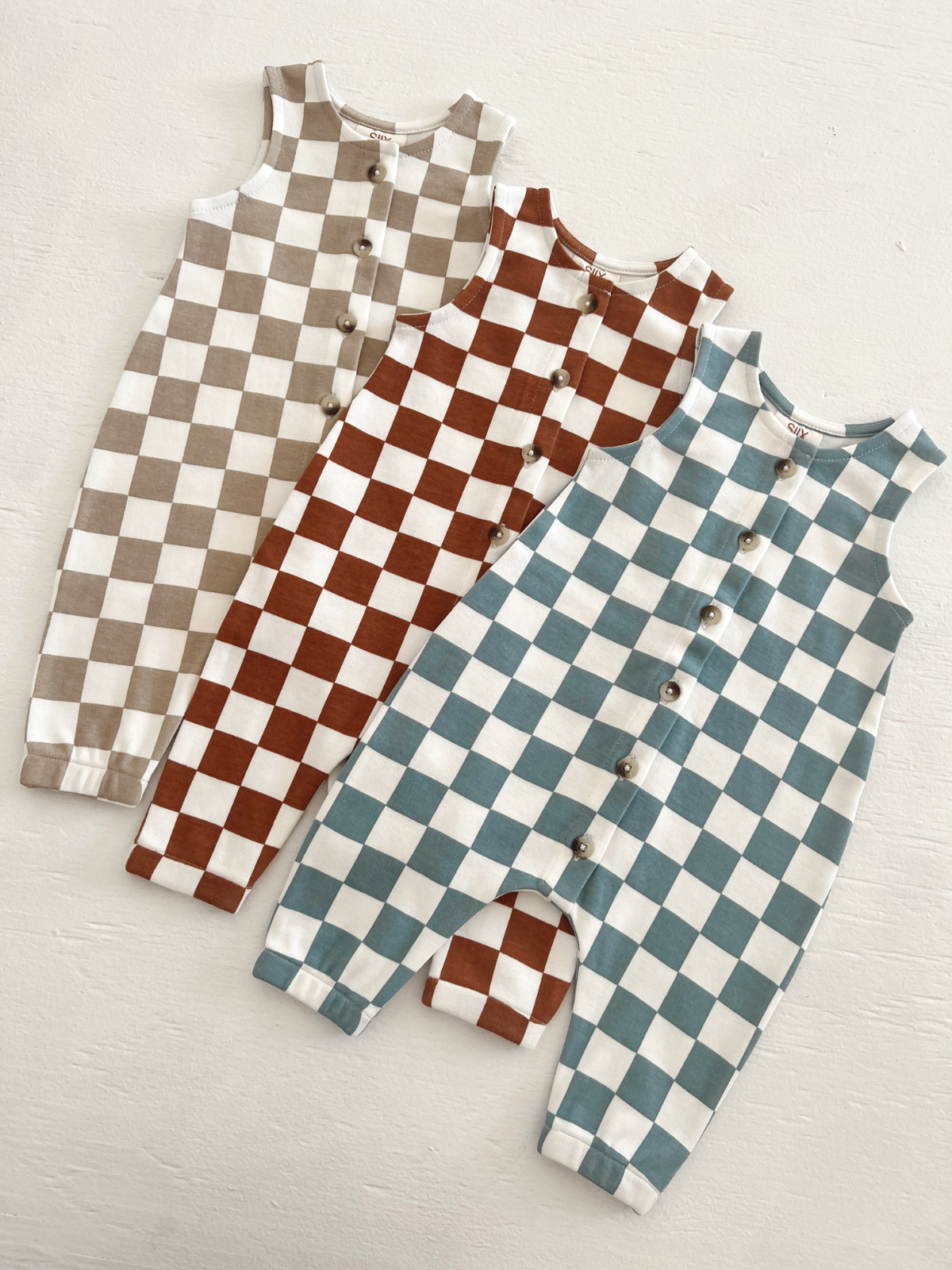 Blueberry Muffin Checkerboard / Organic Bay Jumpsuit (Baby)