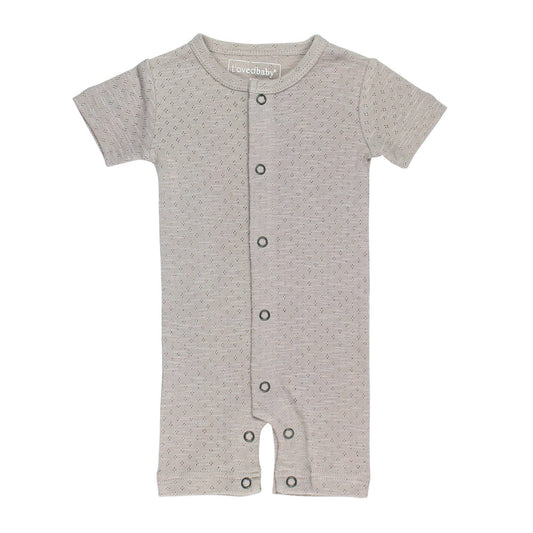Organic Pointelle S/Sleeve Romper in Cloud