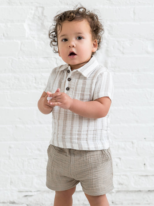 Organic Baby and Kids Jude Muslin Shorts - Beige