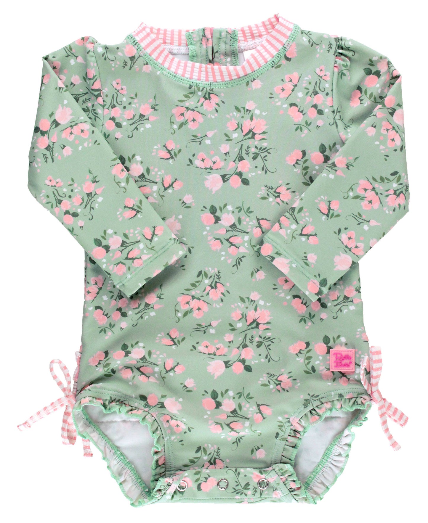 Baby Girls Tea Roses Long Sleeve One Piece Rash Guard