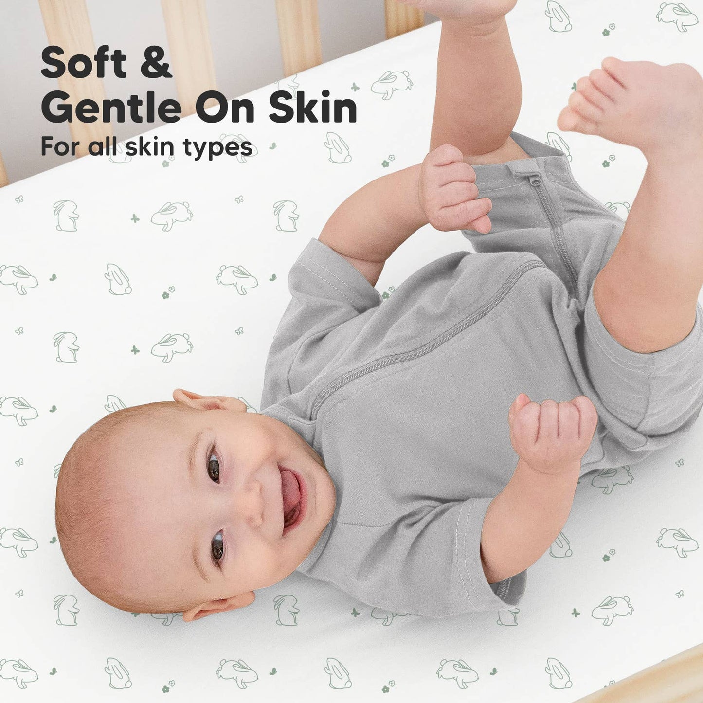 2-pack Organic Cotton Fitted Crib Sheet (Bunnies)