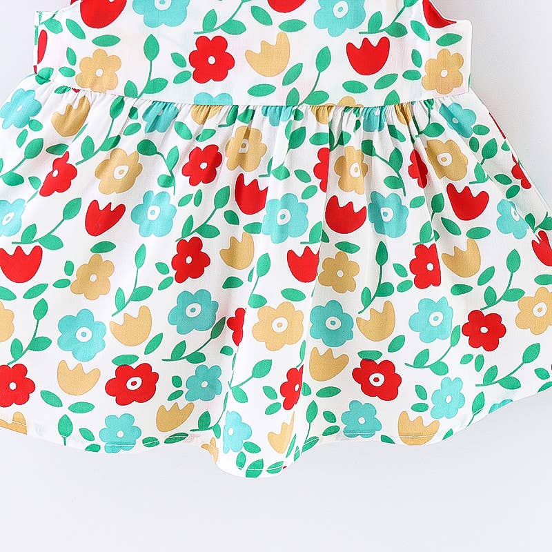 Floral Print Bowknot Sleeveless Baby Dress