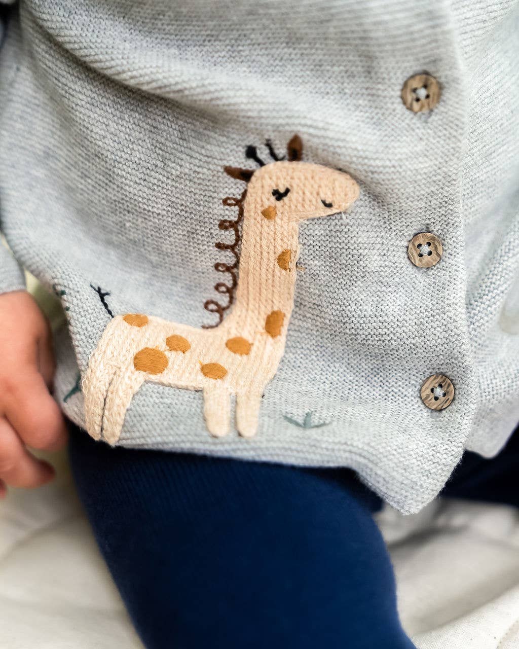 Animal Safari Embroidered Baby Cardigan Sweater (Organic)