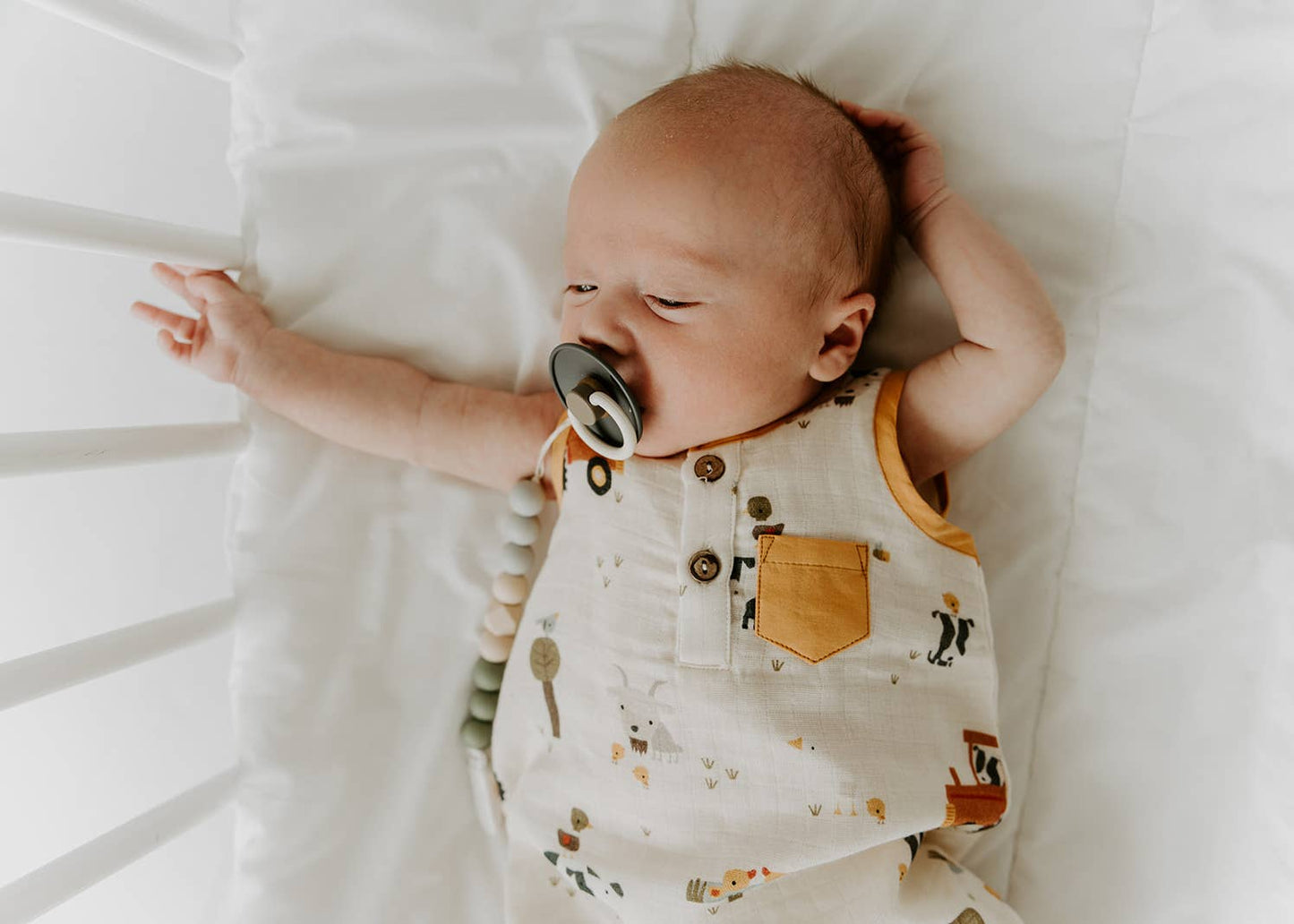 Farm Sleeveless Pocket Baby Short Romper (Organic Muslin)