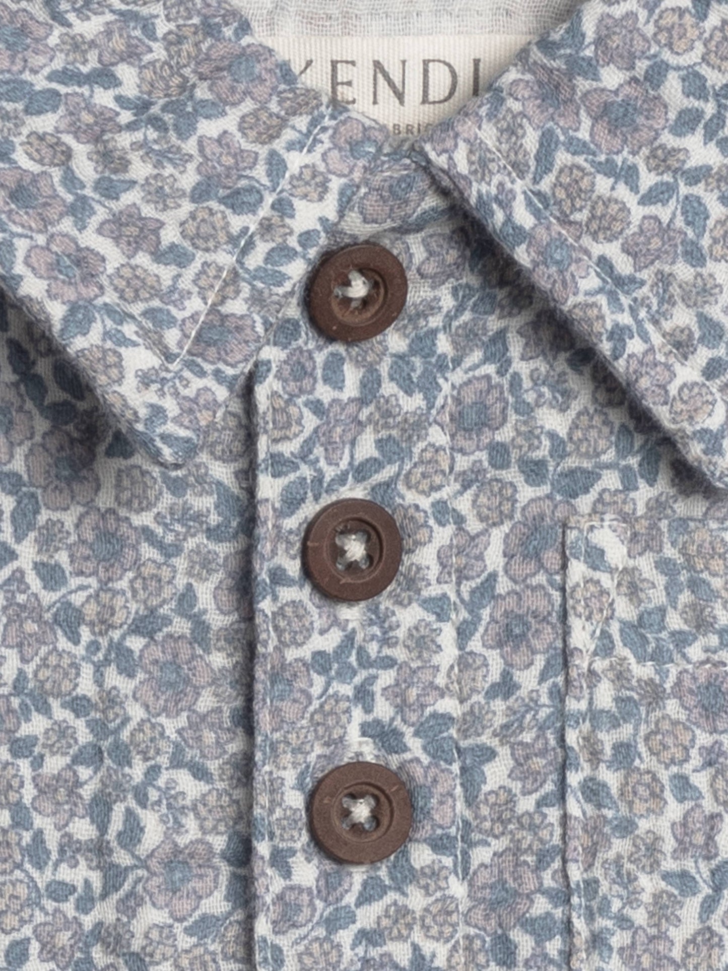 Organic Ezra Muslin Short Sleeve Polo - Gianni Floral/Marino