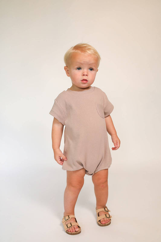 Ollie Ribbed Romper- Beige