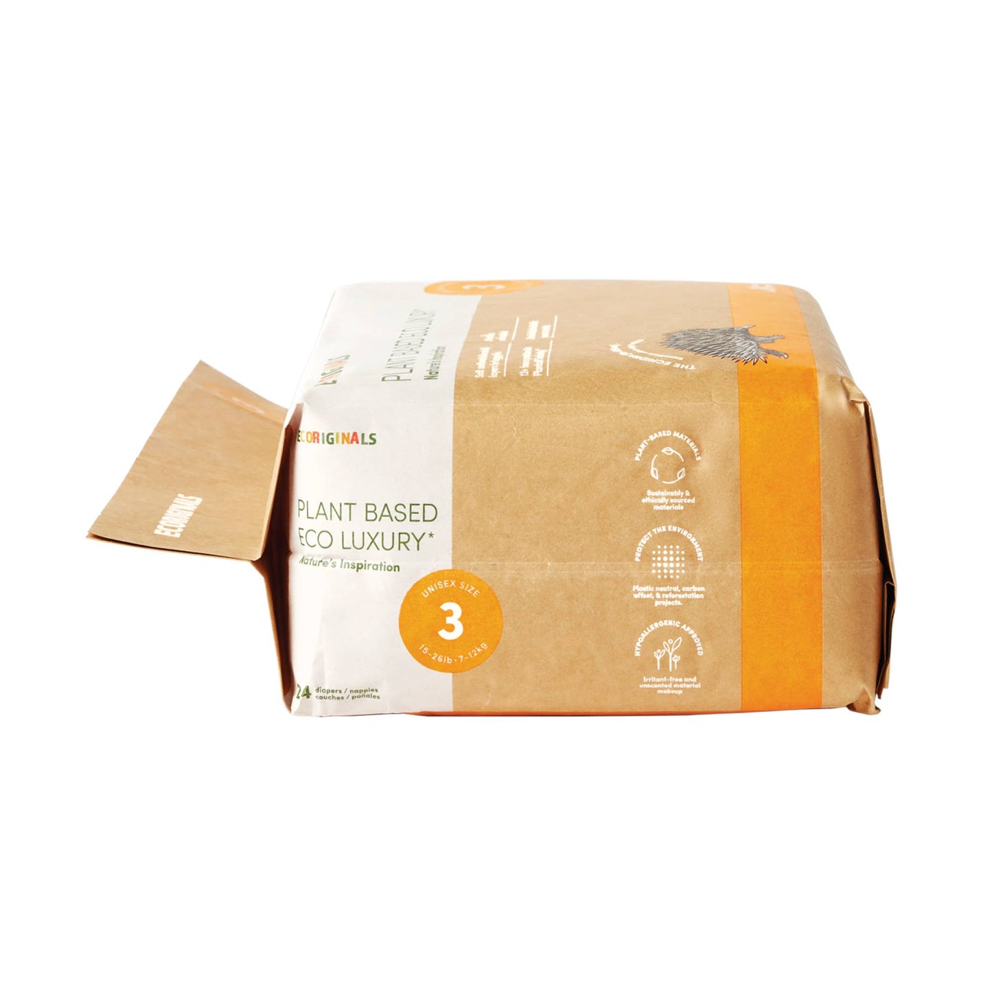 Plant based USA Cotton Eco Diaper Size 3 Crawler 15-26lb