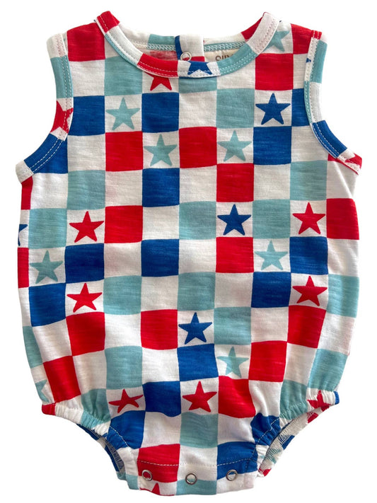 Red, White & Blue Checkerboard / Organic Dune Bubble (Baby)