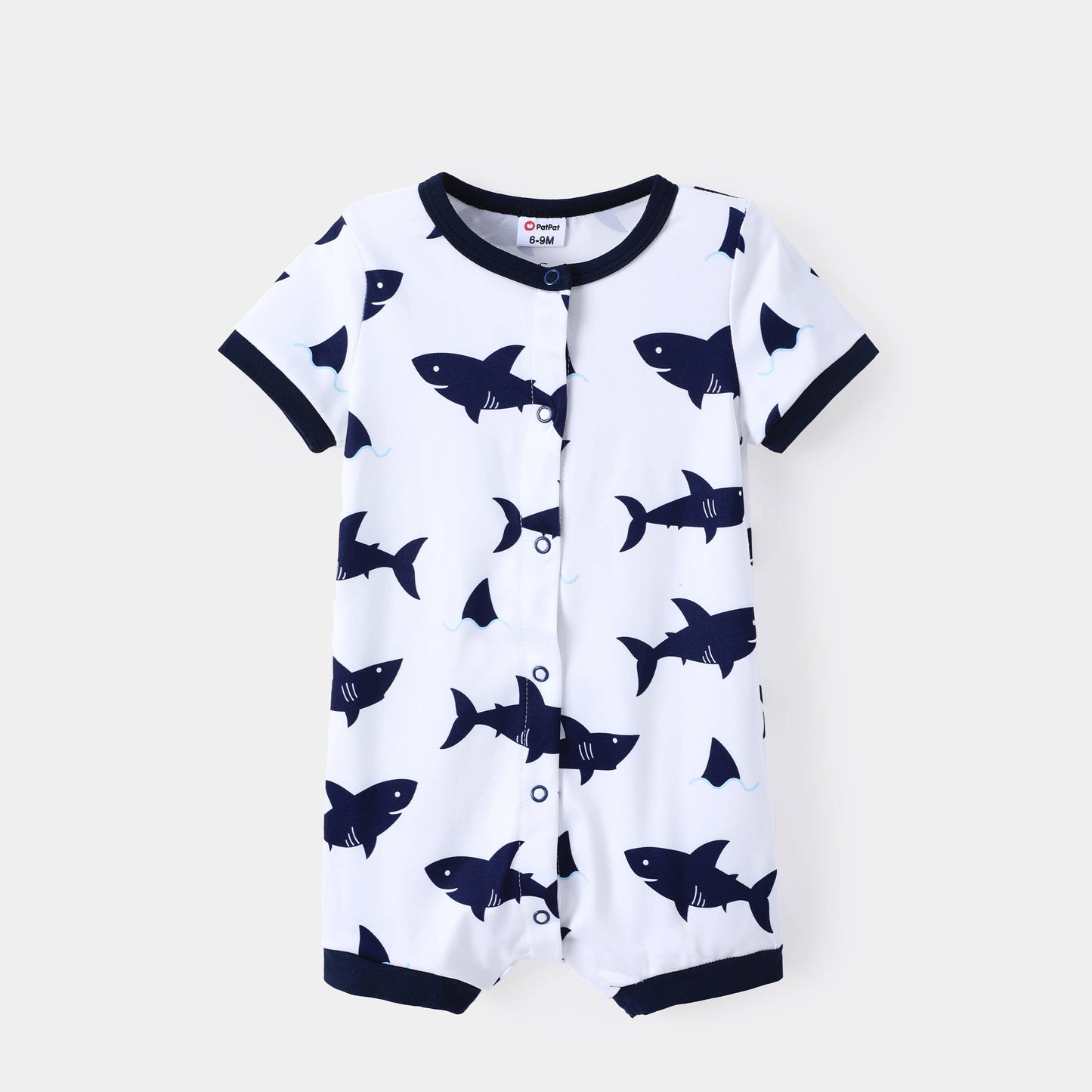 Baby Boy Print/Striped Short-sleeve Snap Romper