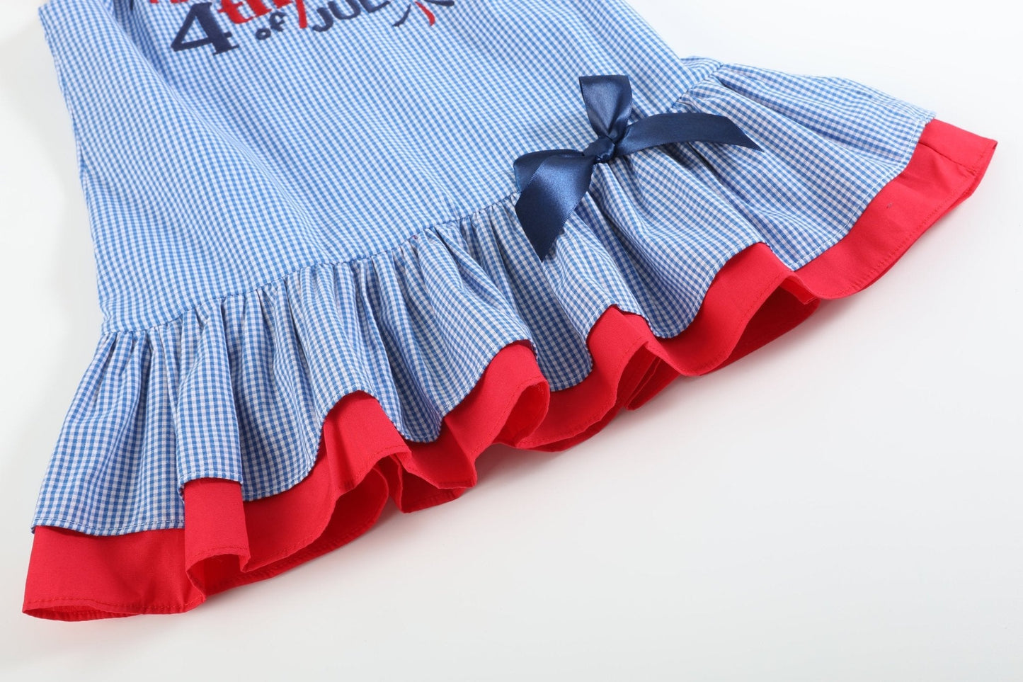 Happy 4th of July Blue Gingham Ruffle Dress
