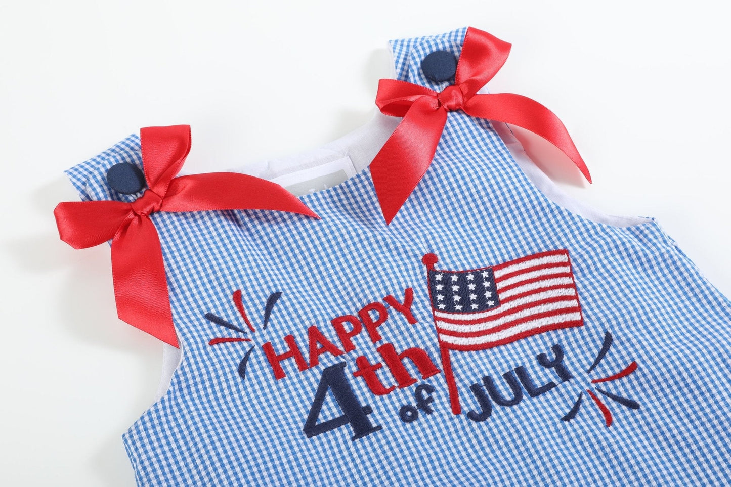 Happy 4th of July Blue Gingham Ruffle Dress