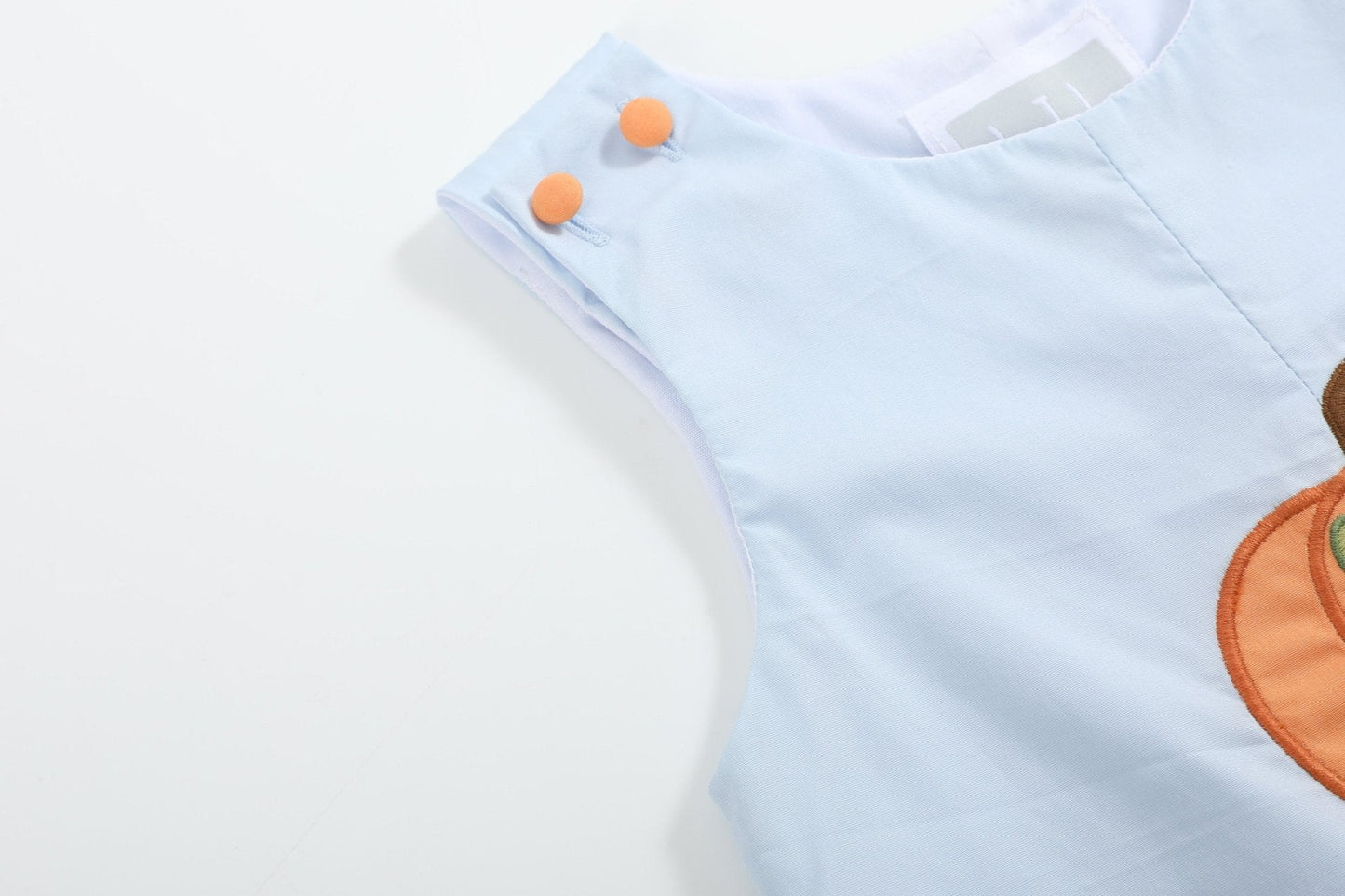 Light Blue Pumpkin Applique Overalls