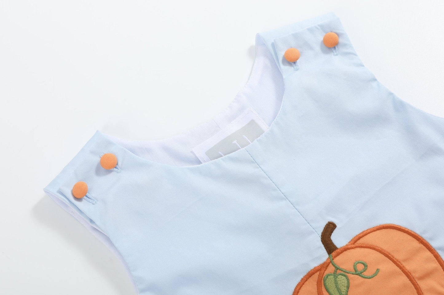 Light Blue Pumpkin Applique Overalls