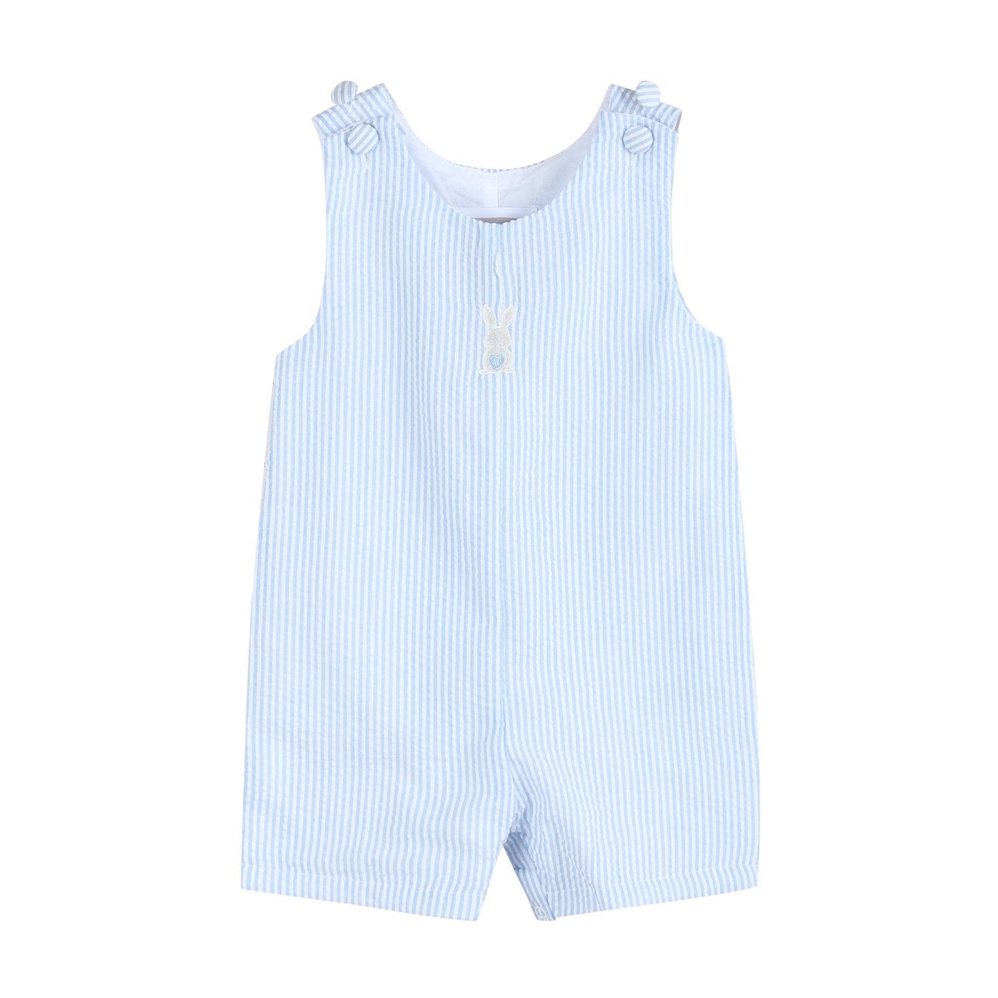 Light Blue Seersucker Easter Bunny Overalls