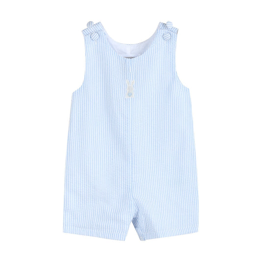 Light Blue Seersucker Easter Bunny Overalls