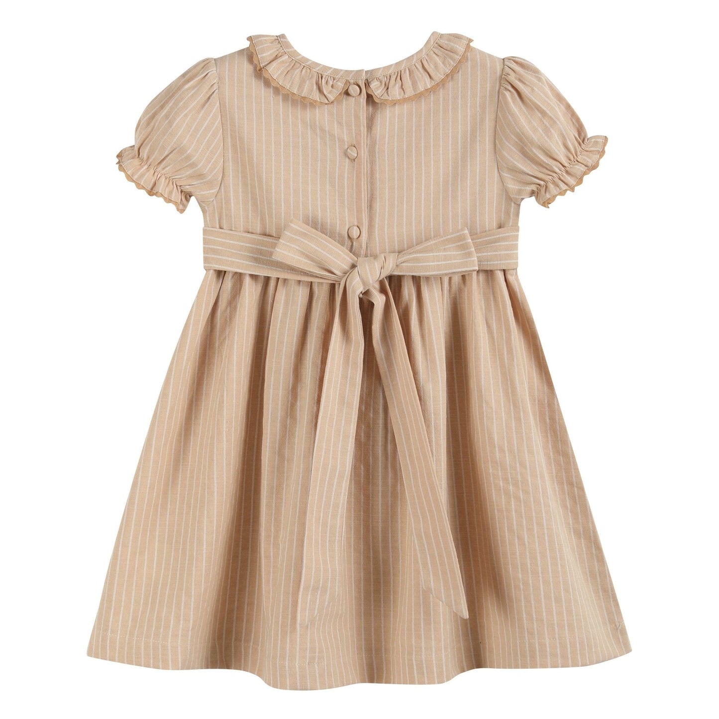 Light Brown Smocked Ruffle Dress