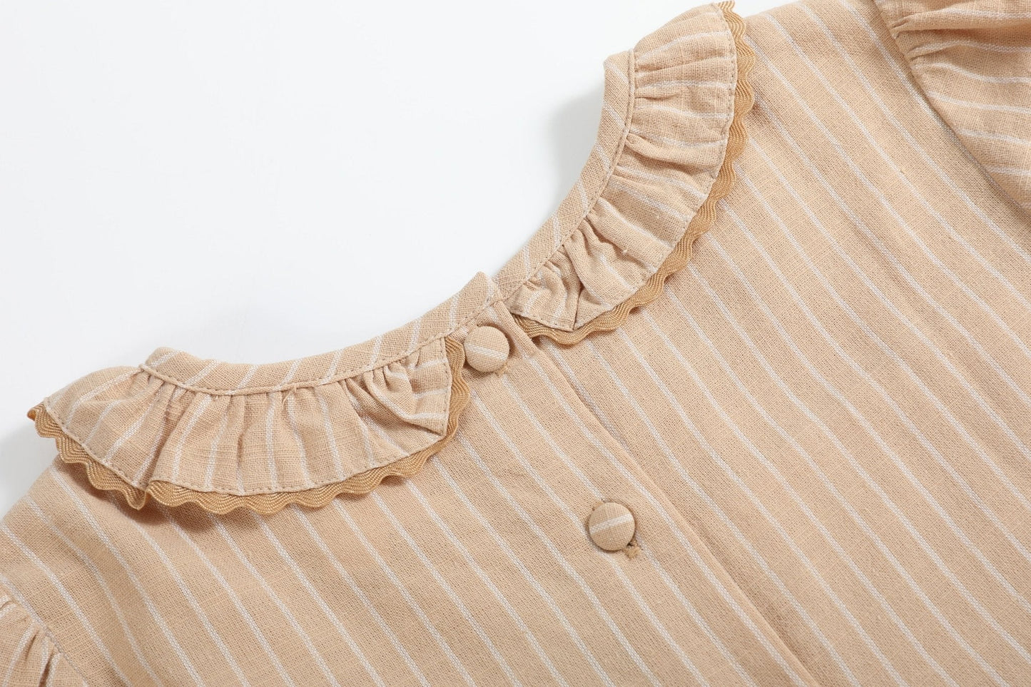 Light Brown Smocked Ruffle Dress