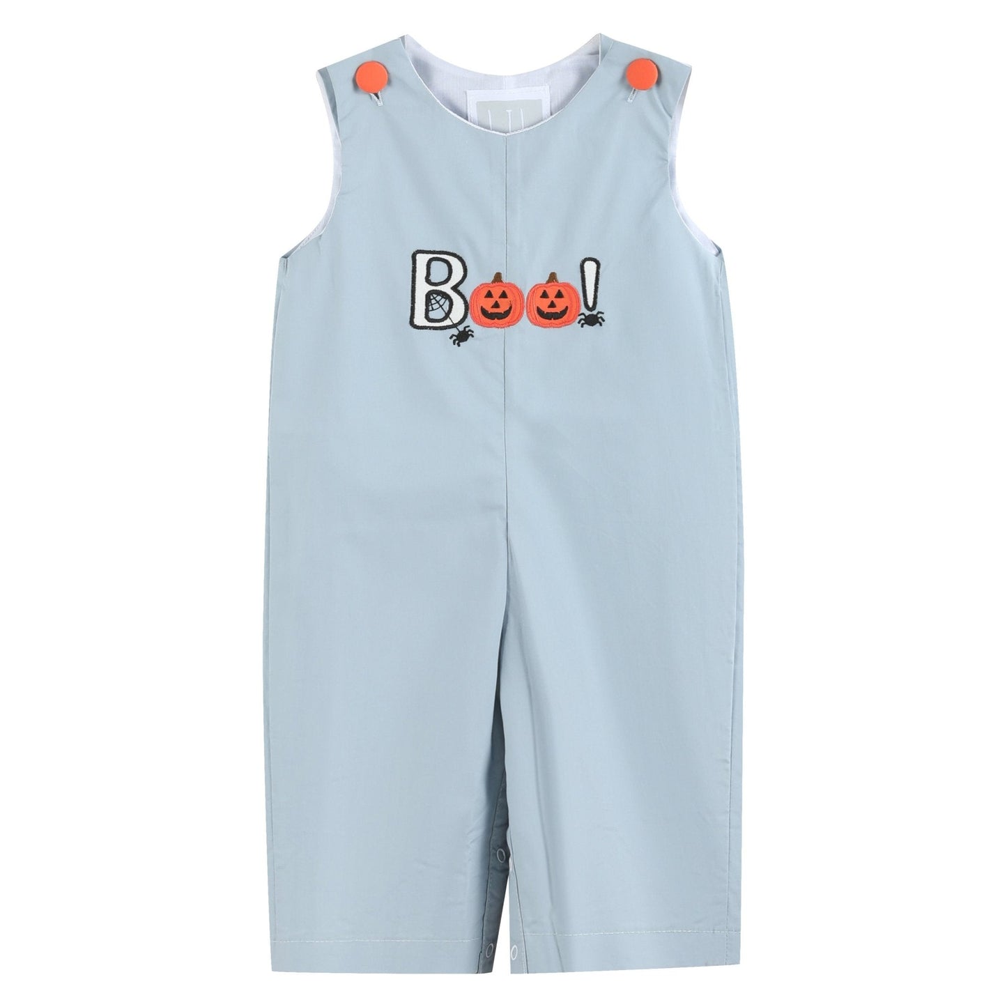 Light Gray 'Boo' Applique Overalls