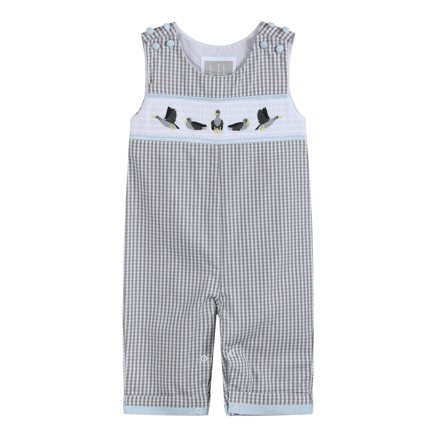 Light Gray Mallard Smocked Overalls