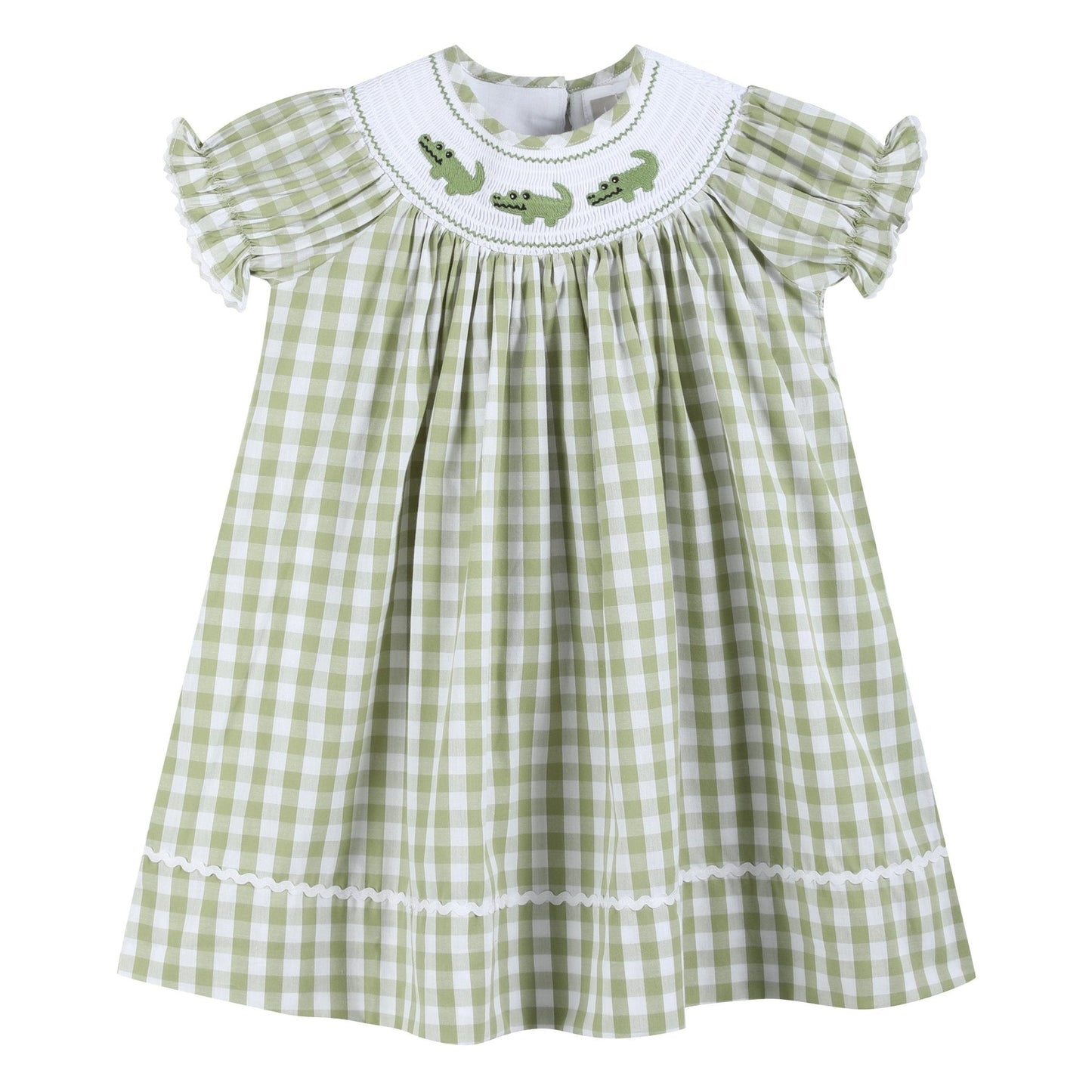 Light Green Alligator Smocked Bishop Dress