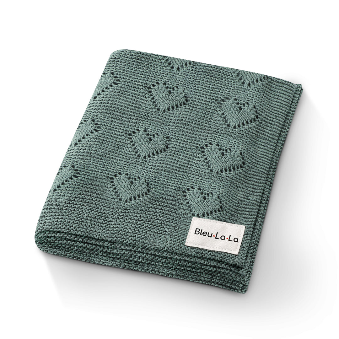 100% Cotton Luxury Knit Heart Swaddle Baby Blanket