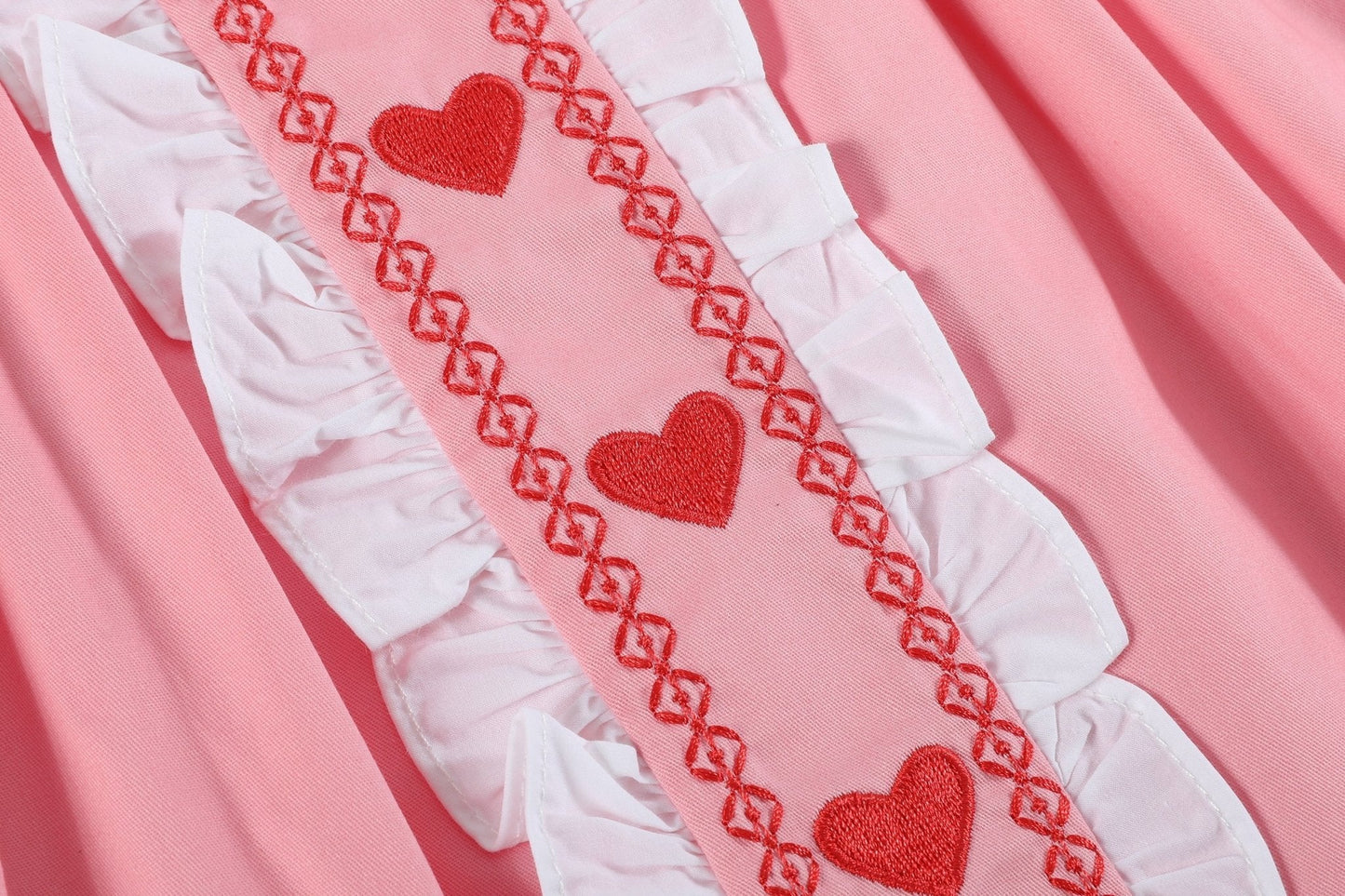 Pink and Red Heart Valentine Ruffle Dress