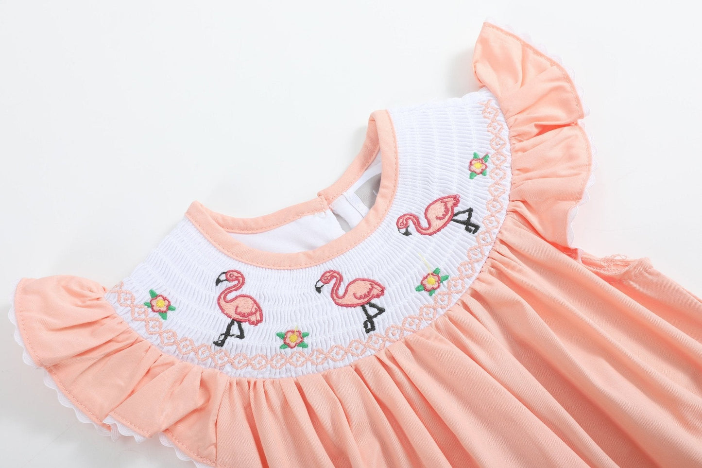 Pink Flamingo Smocked Flutter Romper