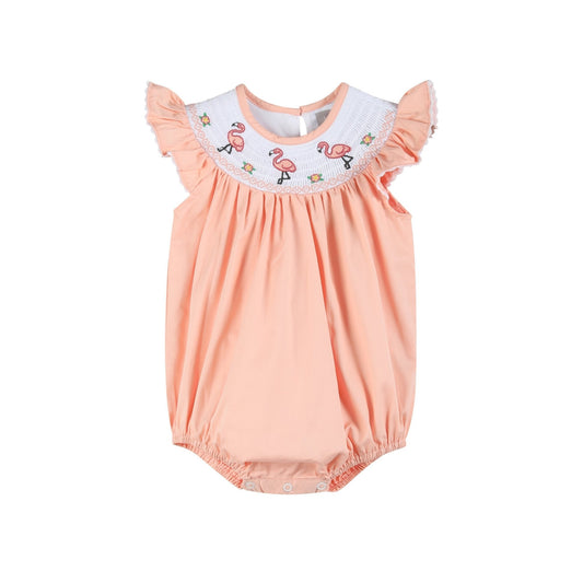 Pink Flamingo Smocked Flutter Romper