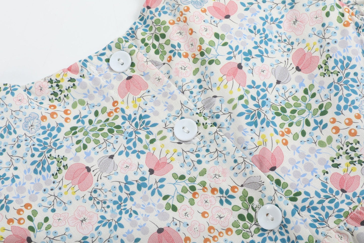 Pink Floral Print Smocked Futter Romper