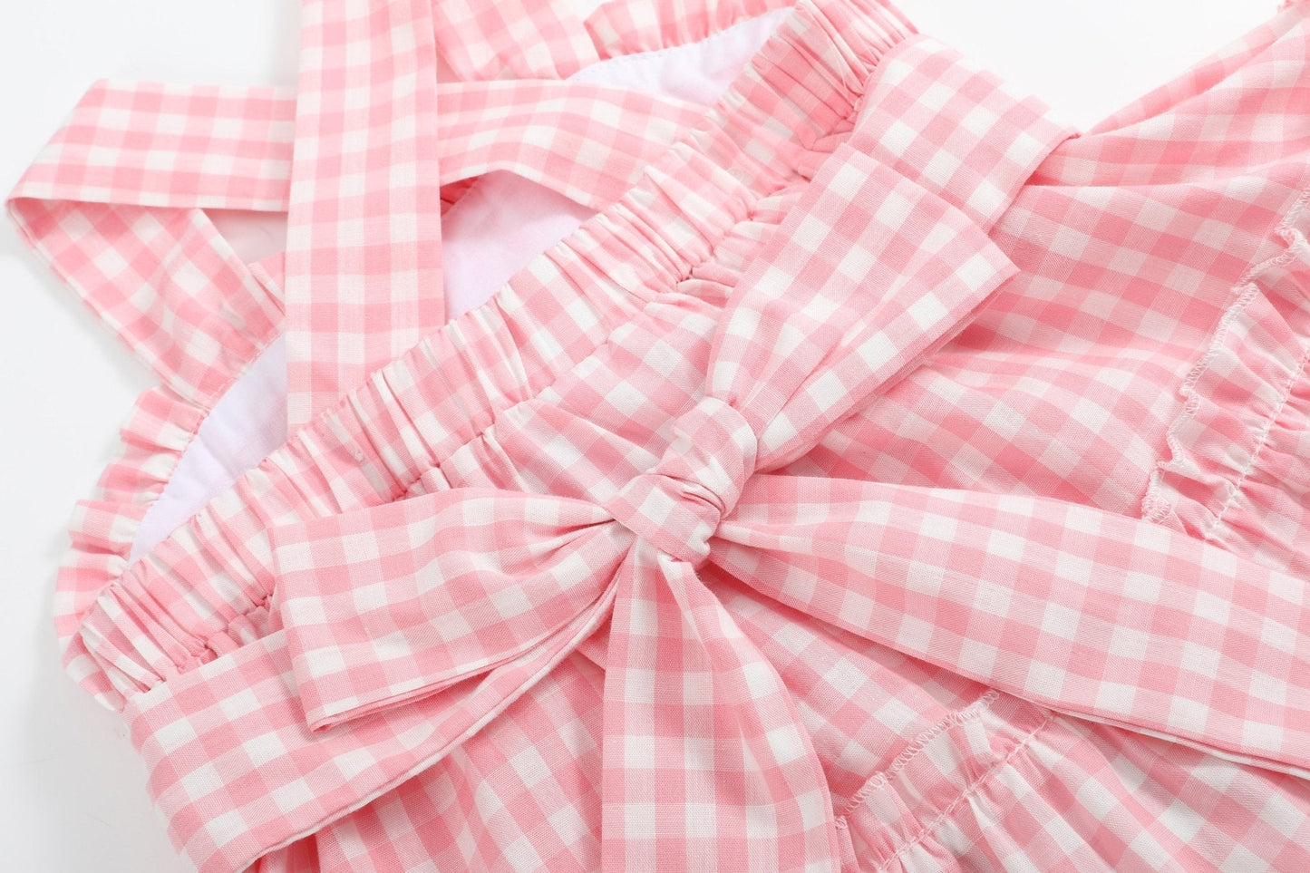 Pink Gingham Check Layered Sundress