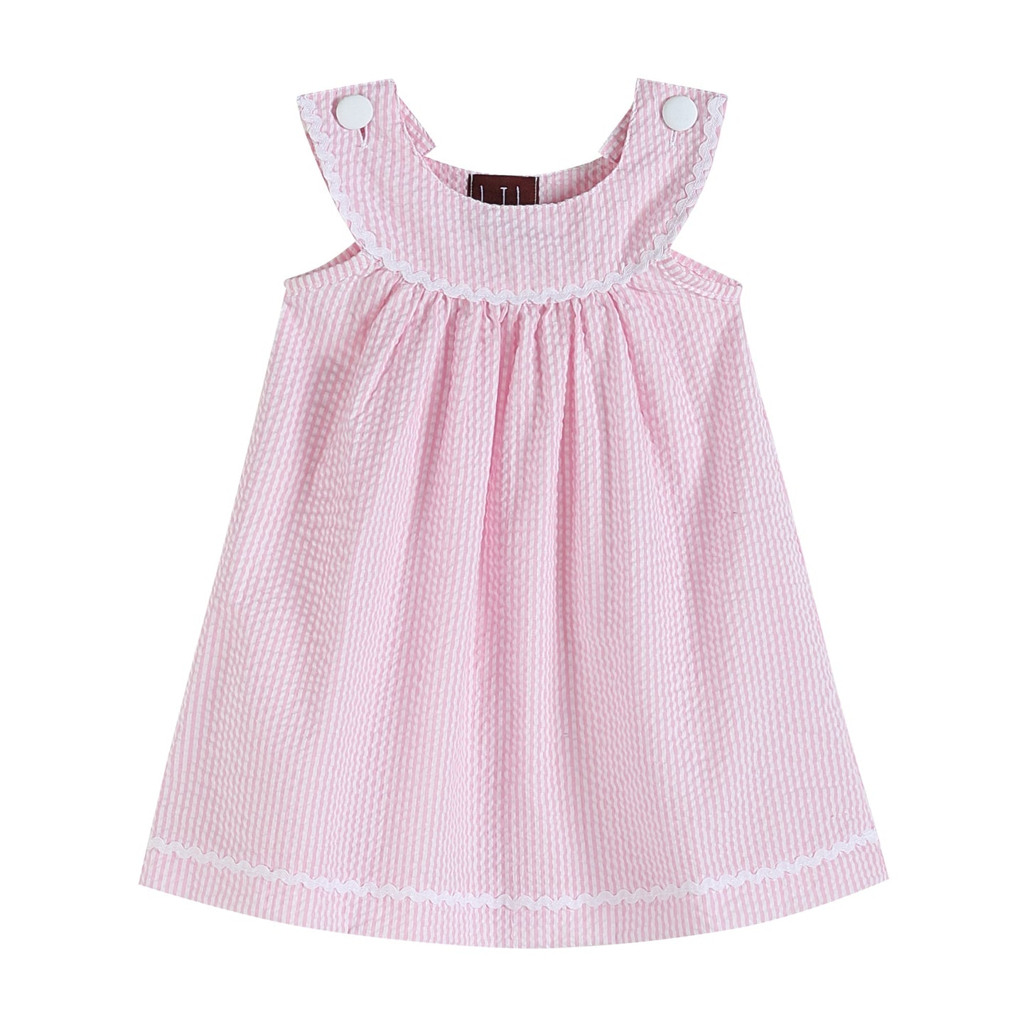 Pink Seersucker Yoke Dress