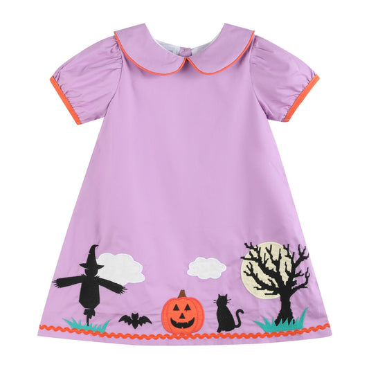 Purple Halloween Scene Girls Dress
