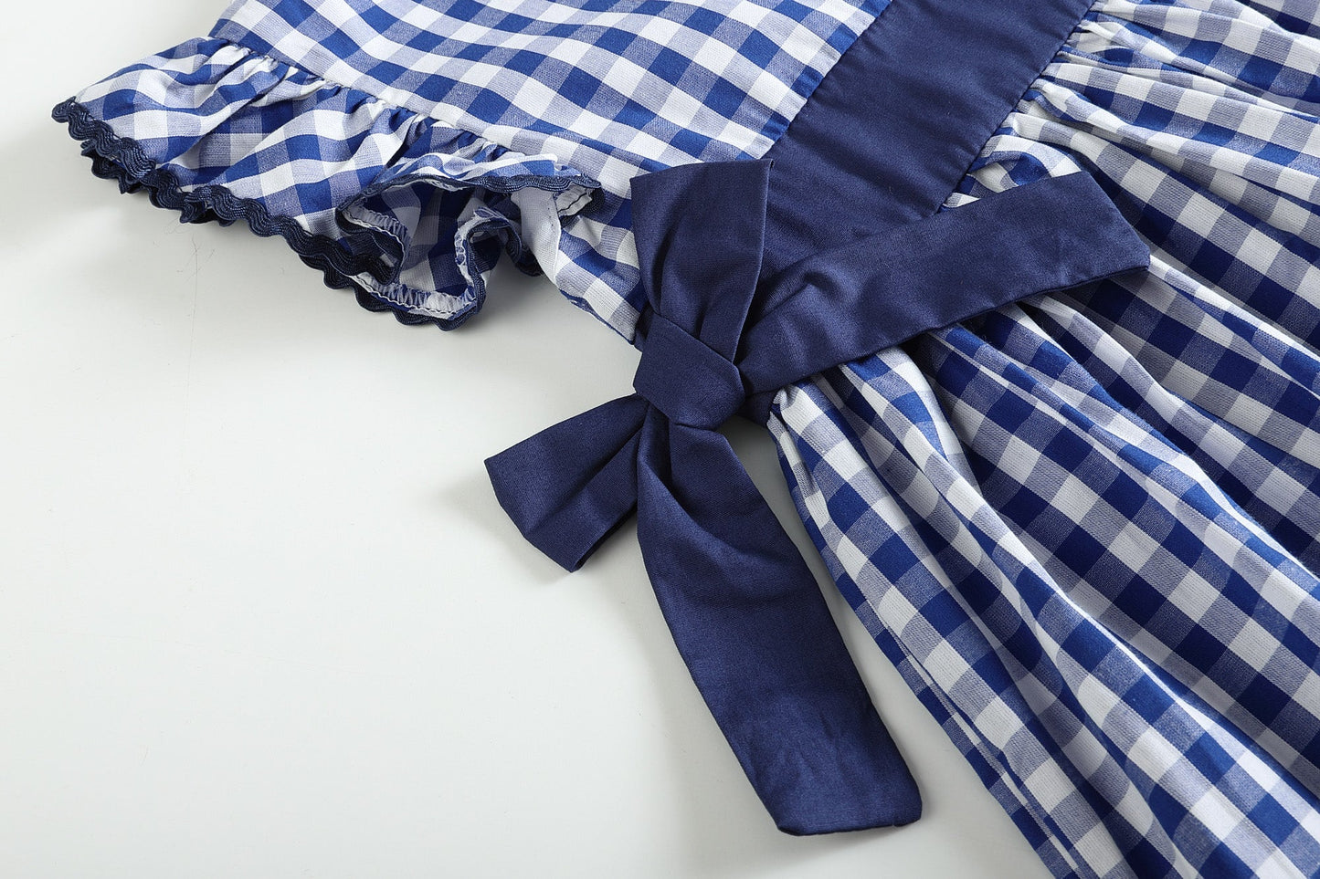Royal Blue Gingham A-Line Dress
