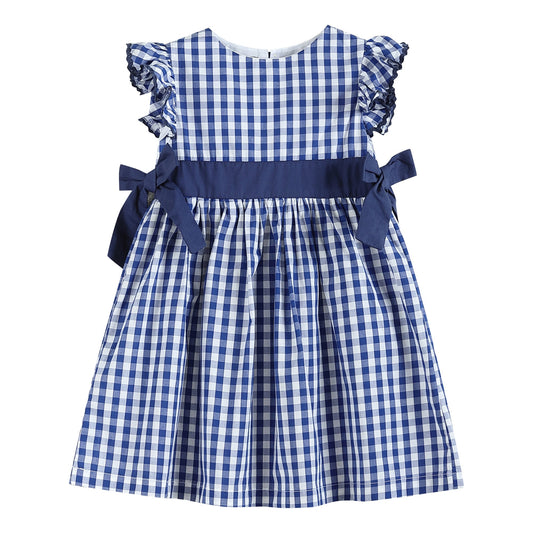 Royal Blue Gingham A-Line Dress